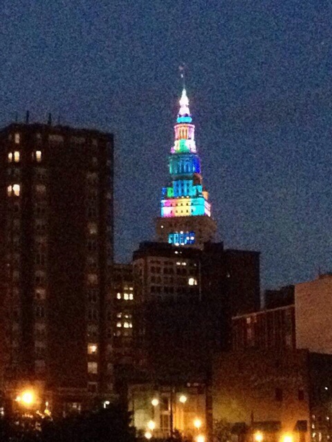 Lit up Terminal tower