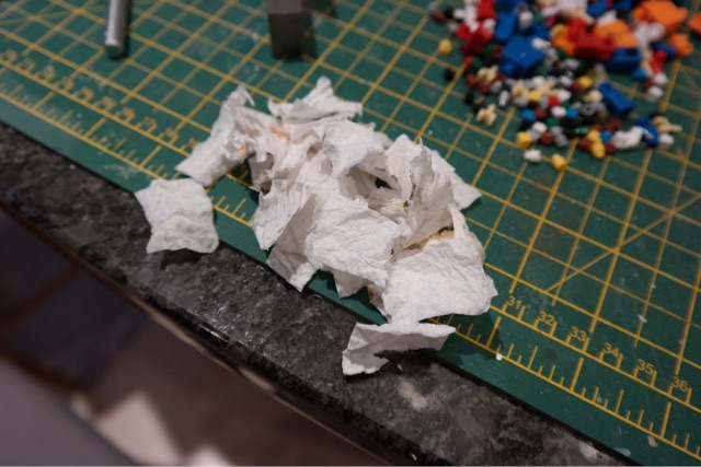Scrunched up tissue